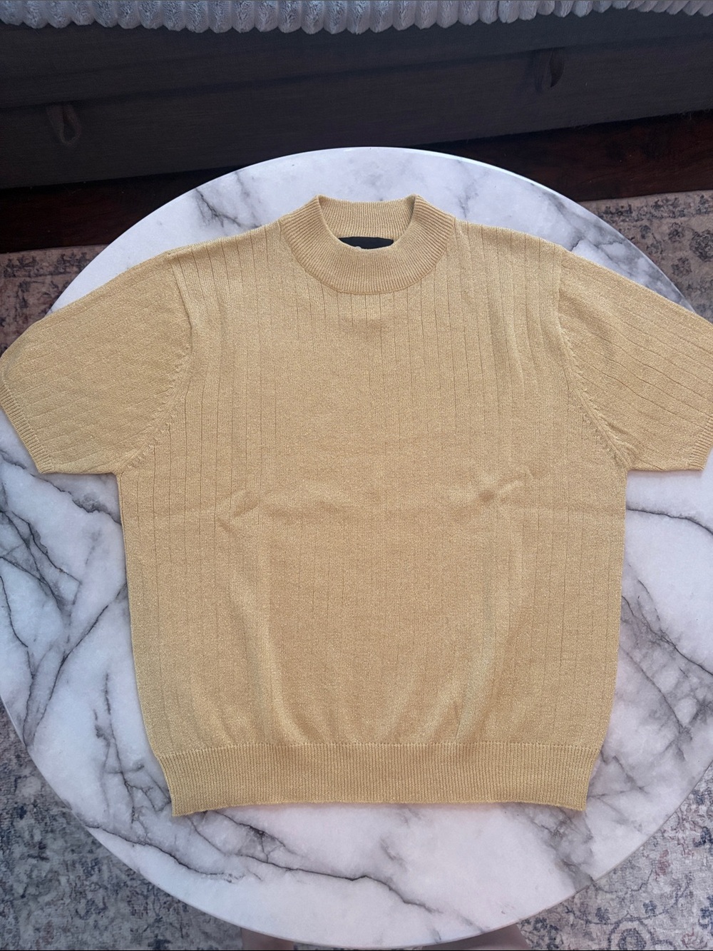Sag Harbor Women's Short-Sleeve turtleneck Sweater in gold